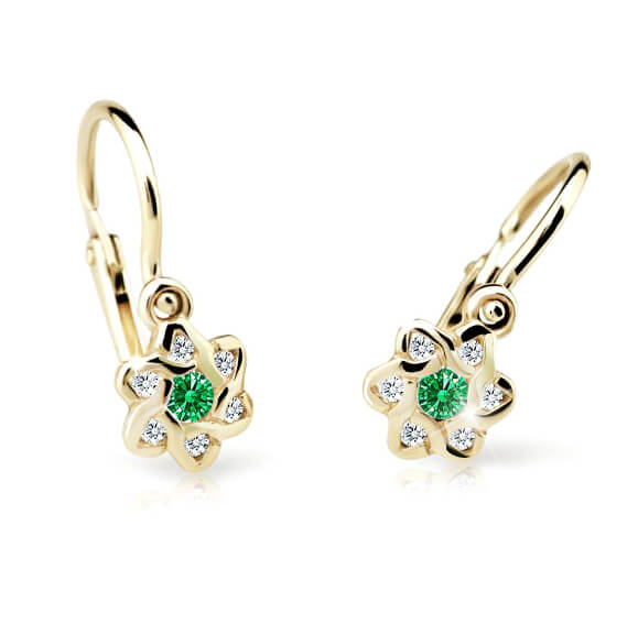 Cutie Jewellery Zlaté detské náušnice C2149-10-X-1 zelená
