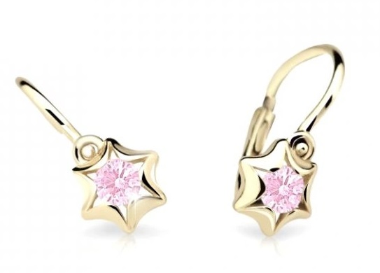 Cutie Jewellery Zlaté dětské náušnice C2159-10-X-1 růžová