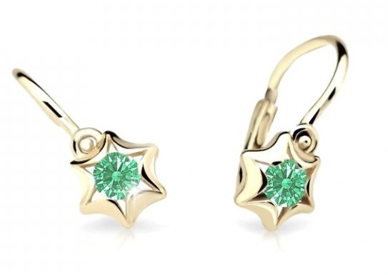 Cutie Jewellery Zlaté dětské náušnice C2159-10-X-1 zelená