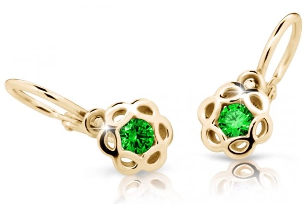 Cutie Jewellery Zlaté dětské náušnice C2179-10-X-1 zelená