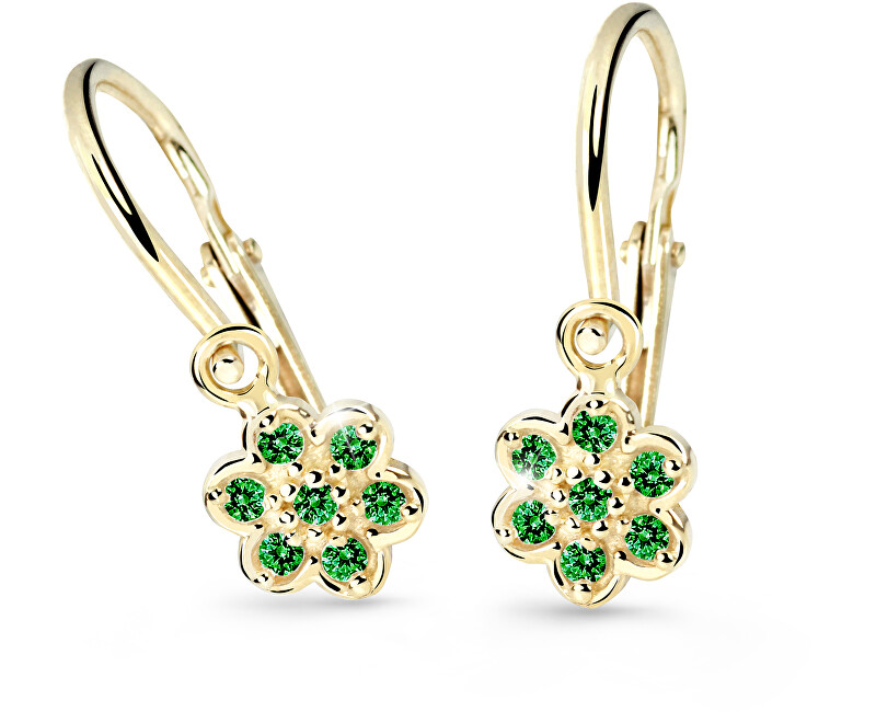 Cutie Jewellery Zlaté detské náušnice C2746-10-X-1 zelená