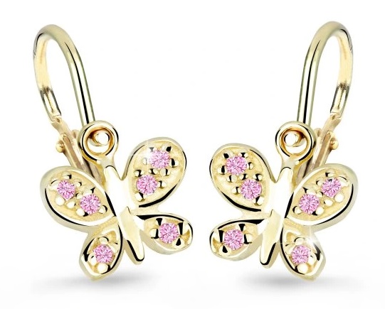 Cutie Jewellery Zlaté dětské náušnice C2748-10-X-1 růžová