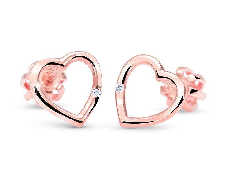Cutie Jewellery Zlaté srdíčkové náušničky se zirkonem C2761-30-X-4 bílá