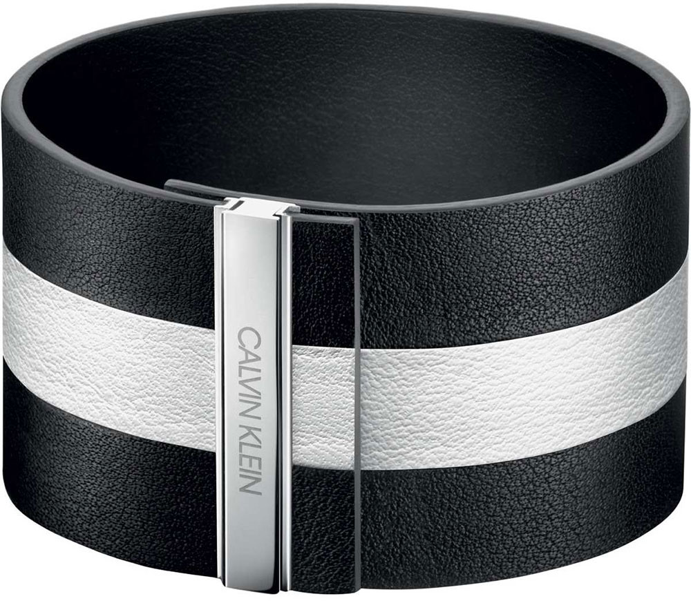 Levně Calvin Klein Černobílý kožený náramek Rebel KJ9KBB09010 6 cm - XS