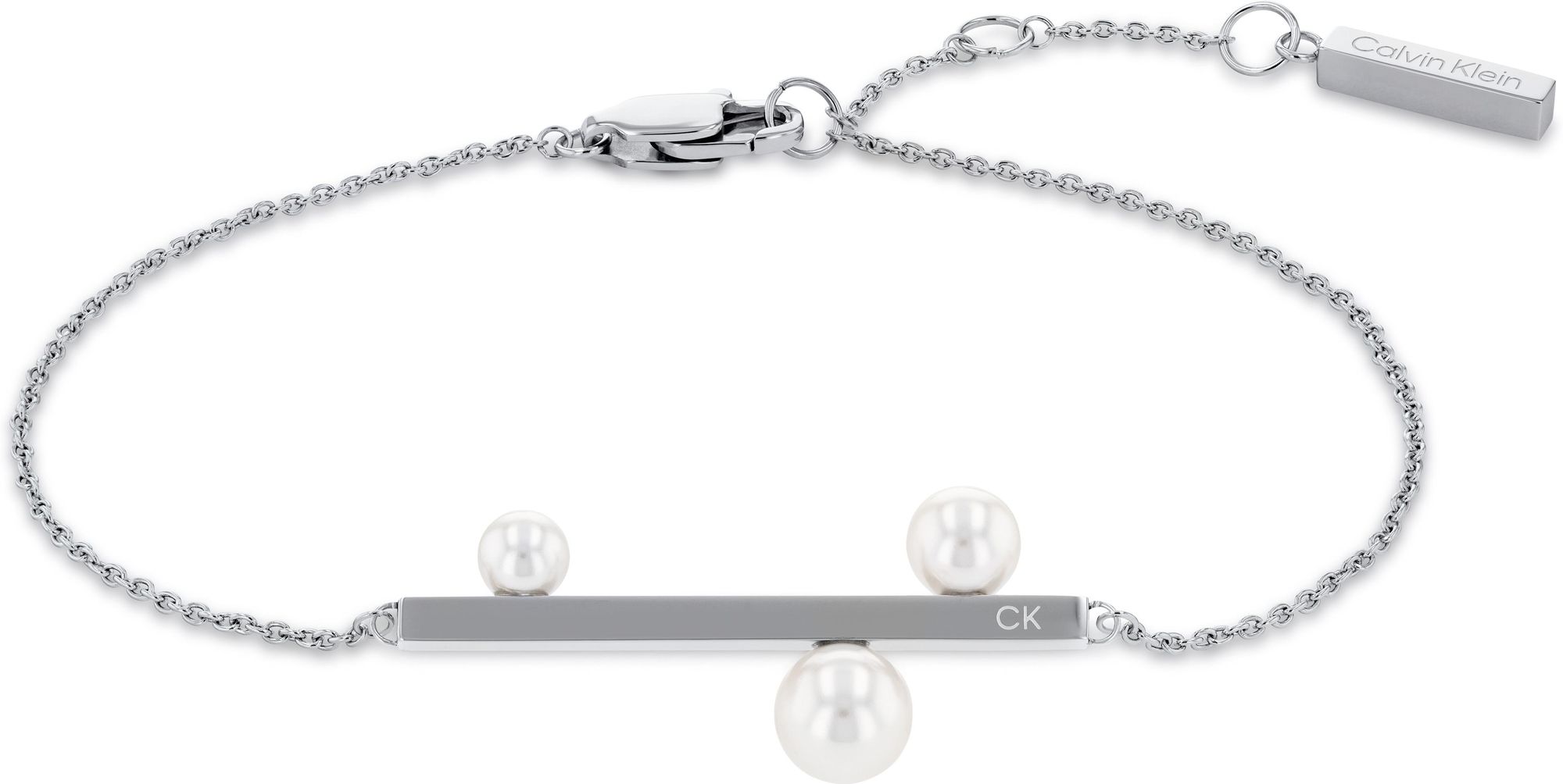 Calvin Klein Elegáns acél karkötő gyöngyökkel Minimal Pearl 35000177
