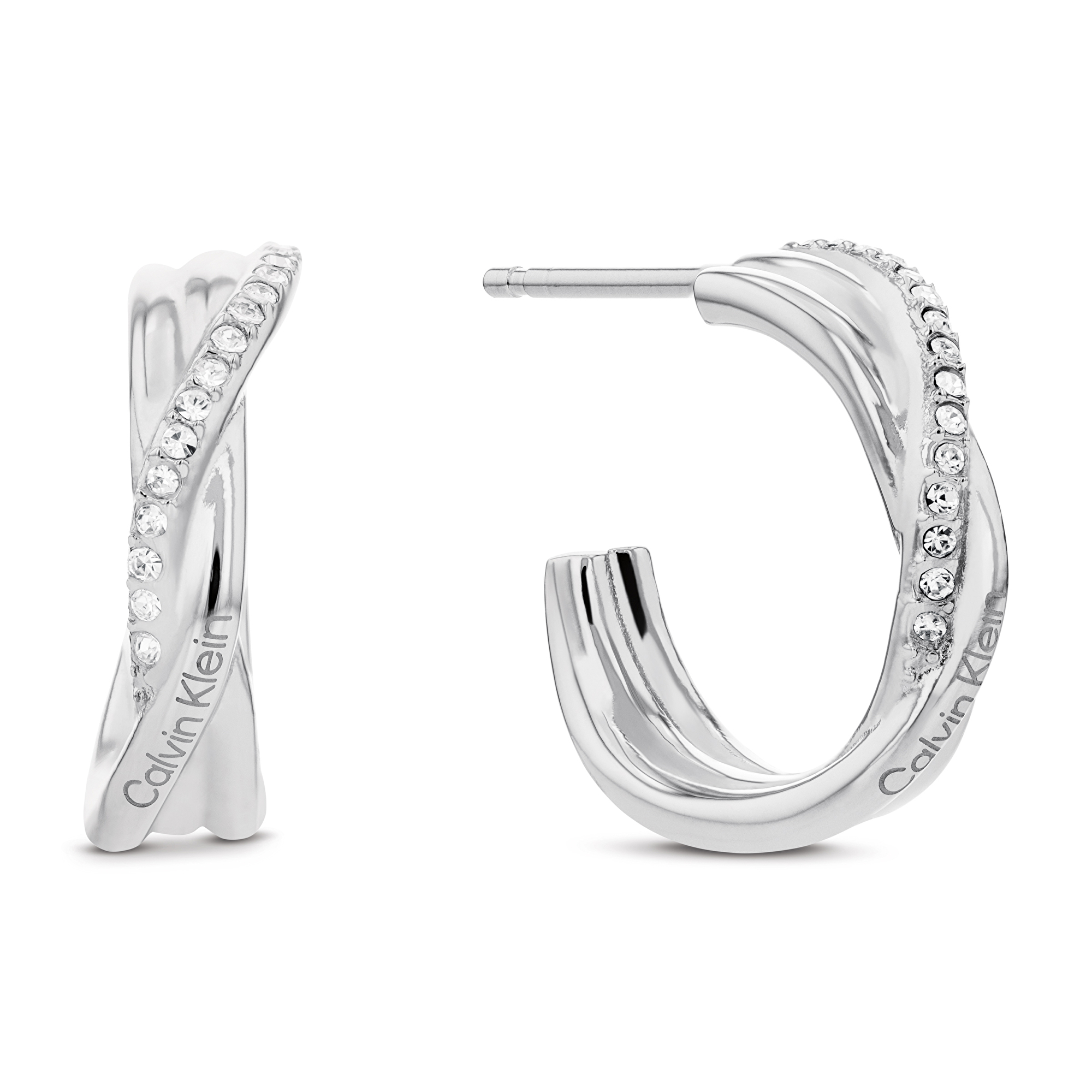 Levně Calvin Klein Moderní ocelové náušnice kruhy Crystallized Weave 35000578