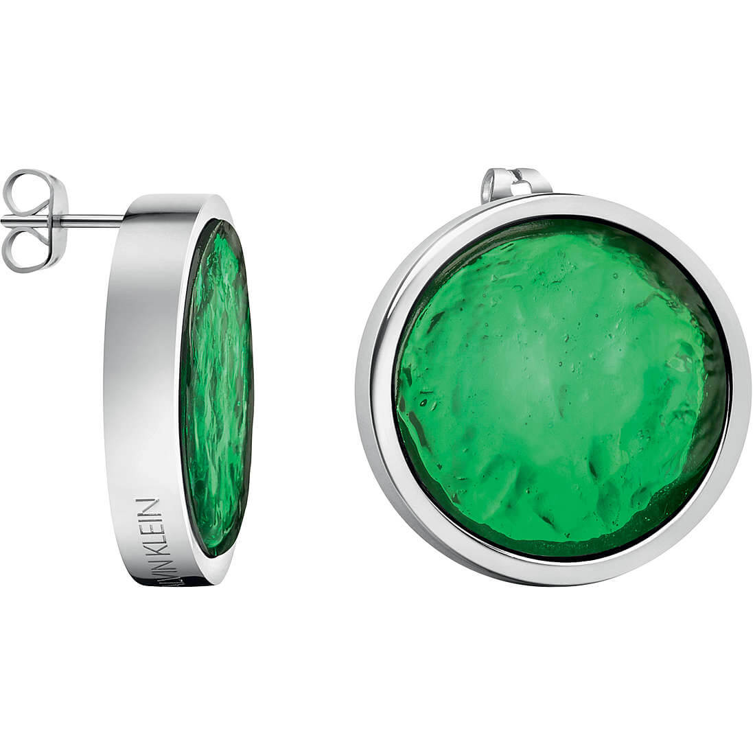 Calvin Klein Mosazné náušnice se zelenými broušenými skly Charisma KJANGE020200