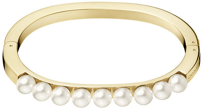 Calvin Klein Pevný pozlátený náramok s perličkami Circling KJAKJD14010 5,4 x 4,3 cm - XS