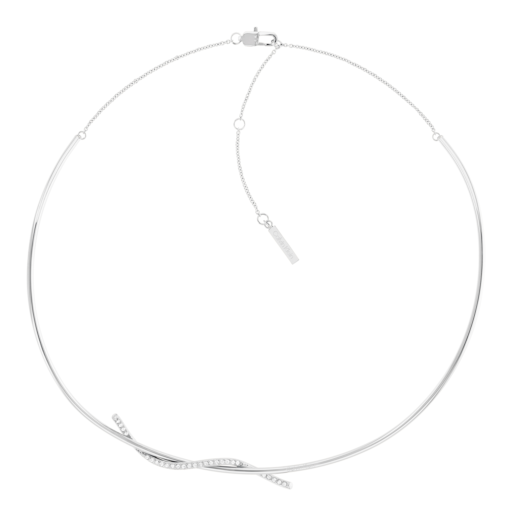 Calvin Klein Slušivý oceľový náhrdelník s kryštálmi Crystallized Weave 35000510