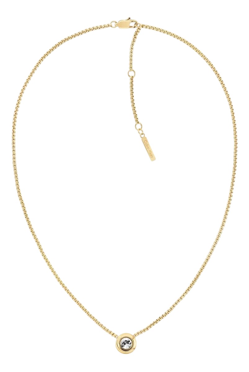 Calvin Klein Slušivý pozlacený náhrdelník Twiste Bezel Solitaire 35000770