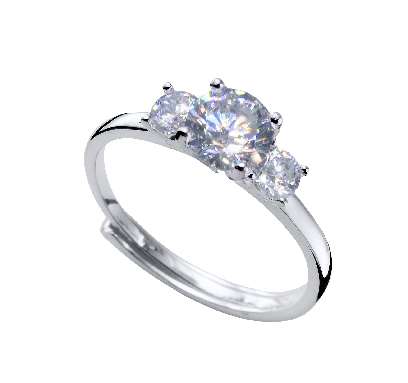 Levně CRYSTalp Elegantní stříbrný prsten s krystaly Trilogy 50557.S