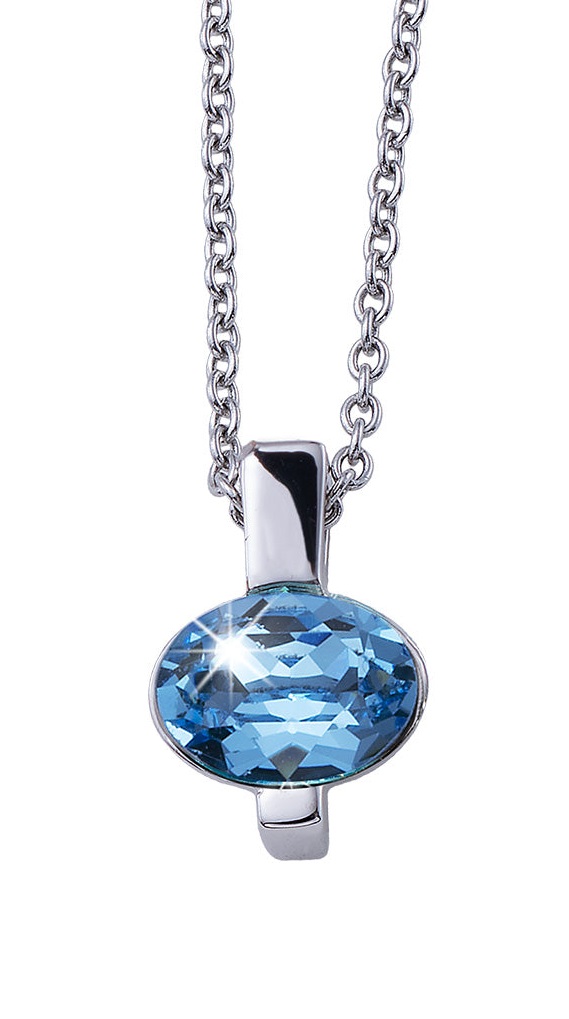 Levně CRYSTalp Fashion náhrdelník s modrým krystalem Simply 32204.AQU.R