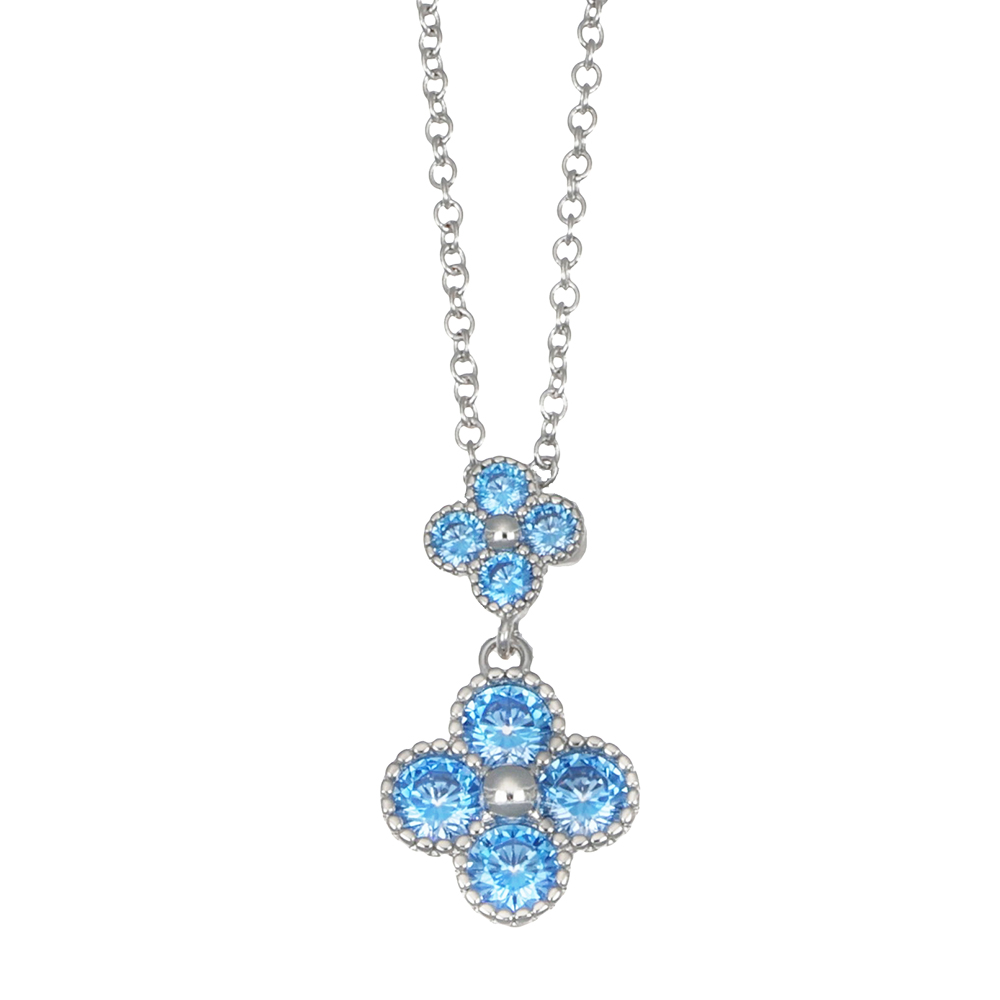 CRYSTalp Něžný náhrdelník s modrými kytičkami 32289.AQU.R