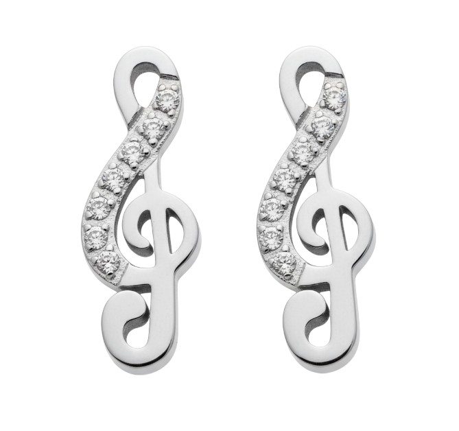 CRYSTalp Ocelové náušnice Houslový klíč s krystaly 42190.E