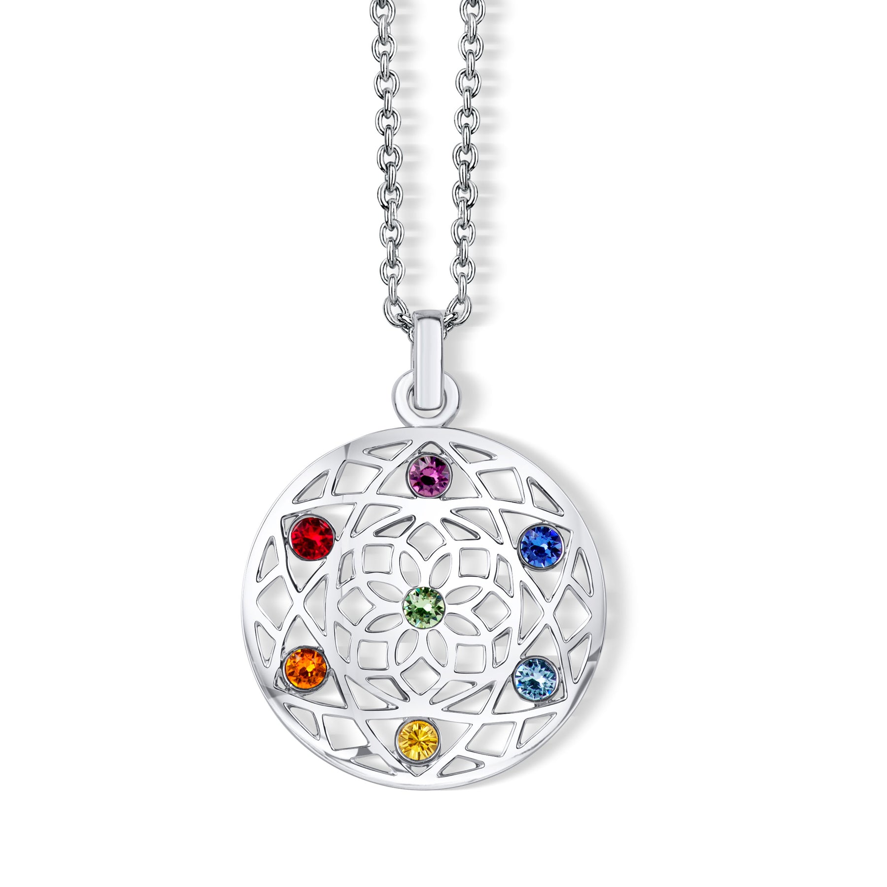 CRYSTalp Stylový náhrdelník s krystaly Chakra Flower 30091.MLT.R