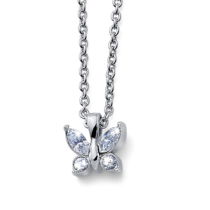 CRYSTalp Trblietavý náhrdelník s kryštálmi Motýľ 30519.R