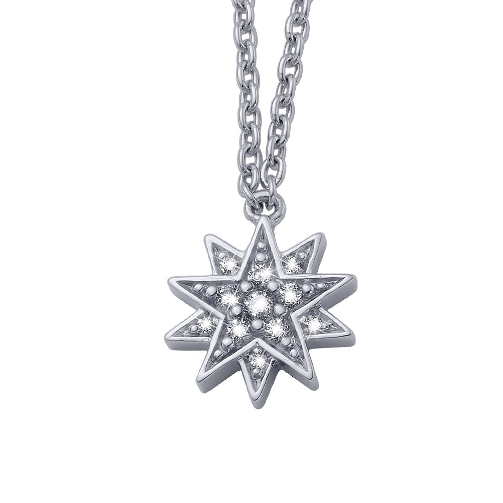 Levně CRYSTalp Třpytivý stříbrný náhrdelník Hvězda s krystaly Sisy 32134.S