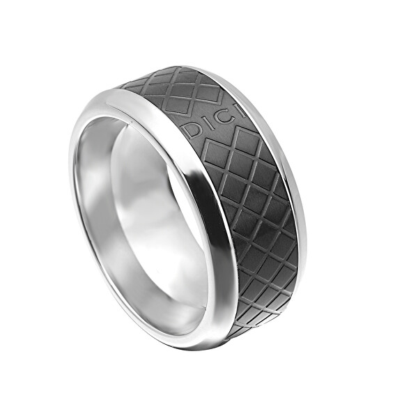 Levně Dici Milano Černý vzorovaný prsten z oceli DCRG501502 64 mm