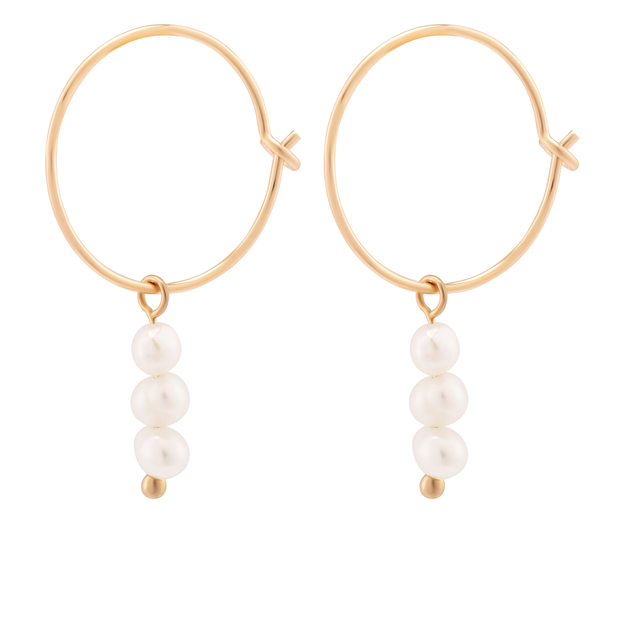 Decadorn Kruhové pozlacené náušnice s pravými perlami 2v1 Sea Pearl Mini Hoop Earrings - Gold