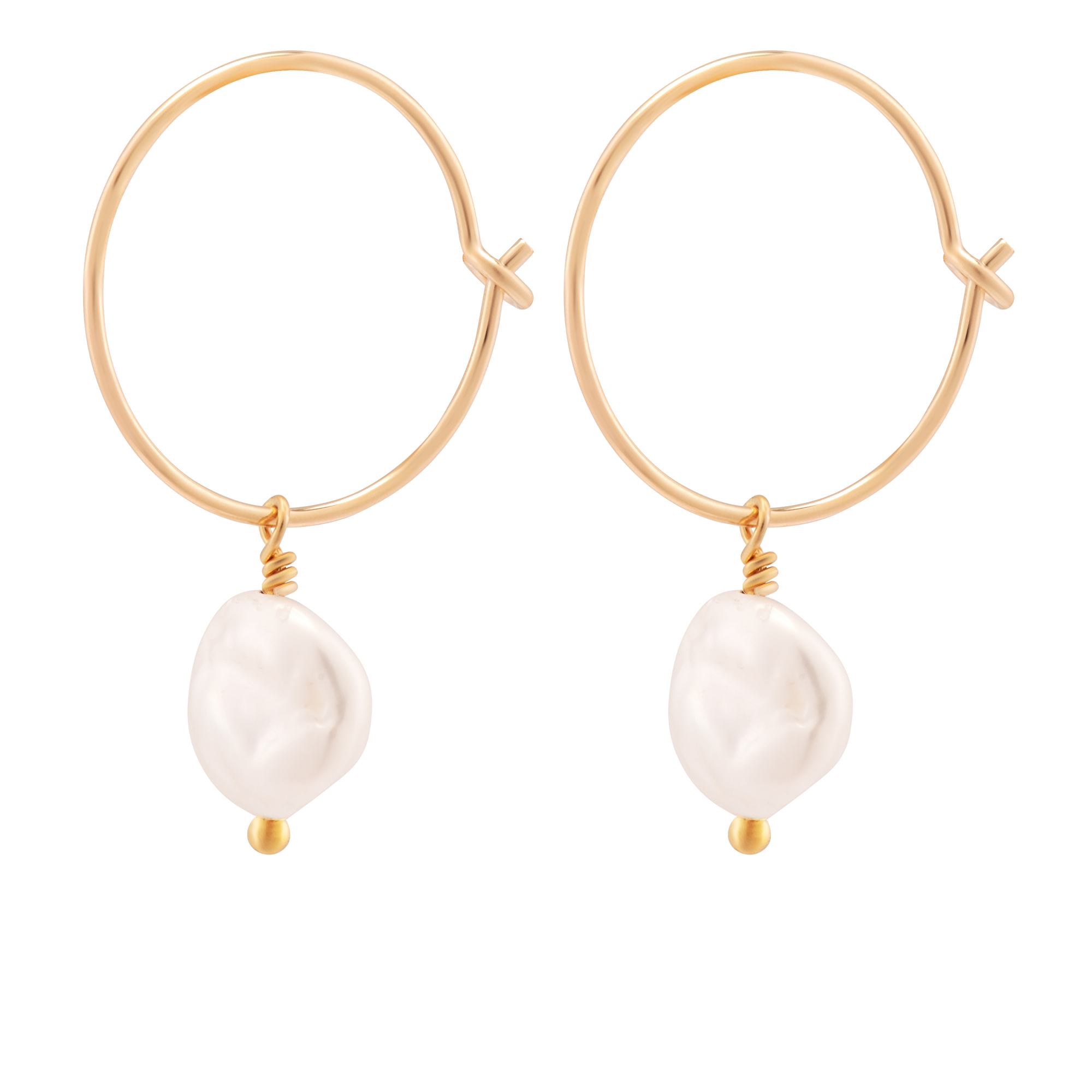 Decadorn Kruhové pozlacené náušnice s pravými perlami 2v1 Sea Pearl Mini Hoop Earrings