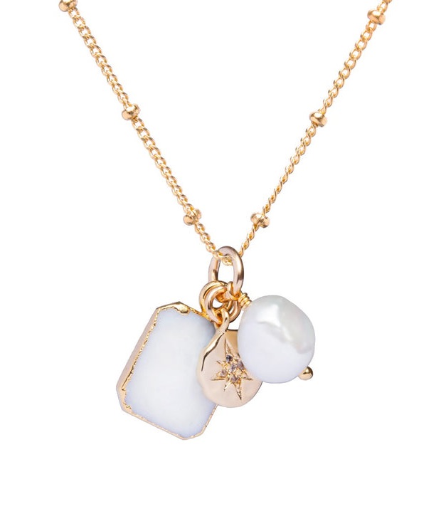 Decadorn -  Módní pozlacený náhrdelník s pravou perlou