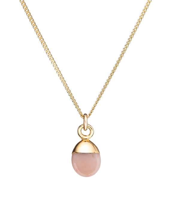 Decadorn Pôvabný pozlátený náhrdelník s ružovým opálom