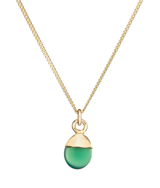 Decadorn Pôvabný pozlátený náhrdelník so zeleným achátom