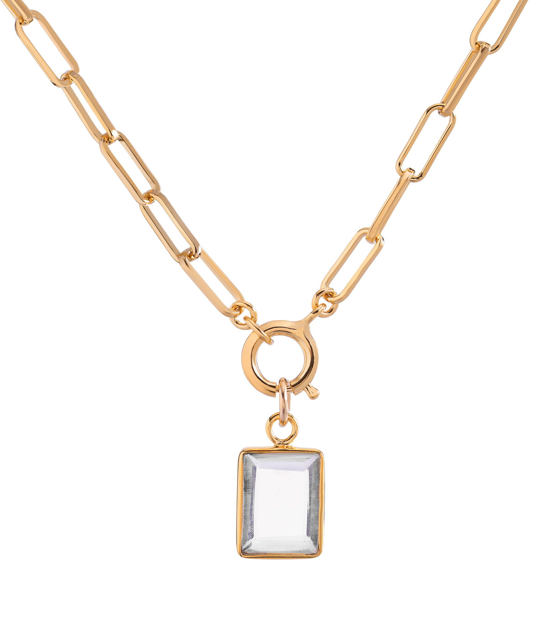 Levně Decadorn Stylový pozlacený náhrdelník s křemenem Chunky