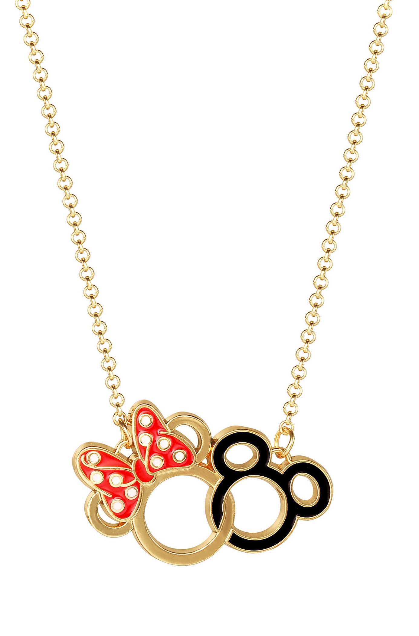 Disney Pozlacený dívčí náhrdelník Mickey and Minnie Mouse NH00662YL-16