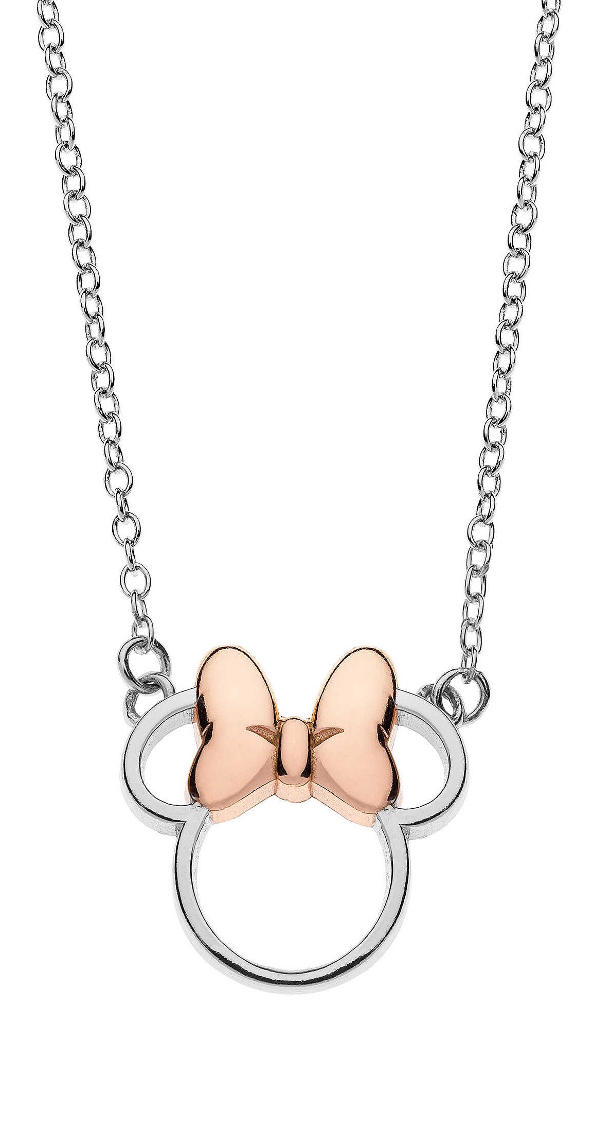 Disney Slušivý stříbrný bicolor náhrdelník Minnie Mouse N900521TL-16