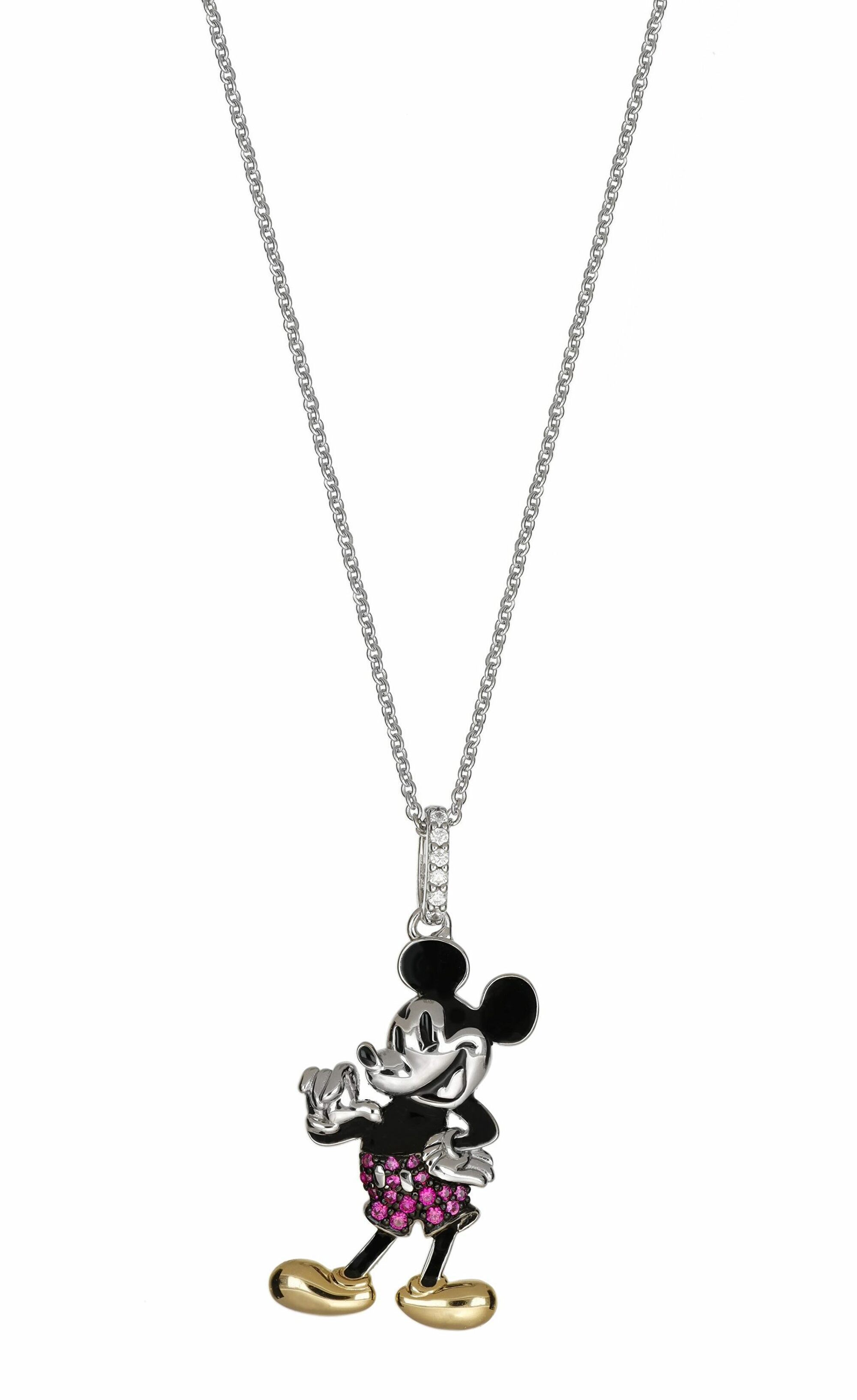 Levně Disney Slušivý stříbrný náhrdelník Mickey Mouse CS00039HZML-P.CS (řetízek, přívěsek)