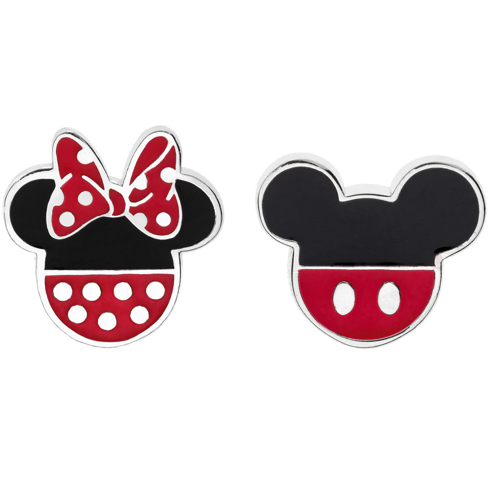 Disney Strieborné náušnice kôstky Mickey and Minnie Mouse ES00007SL.CS