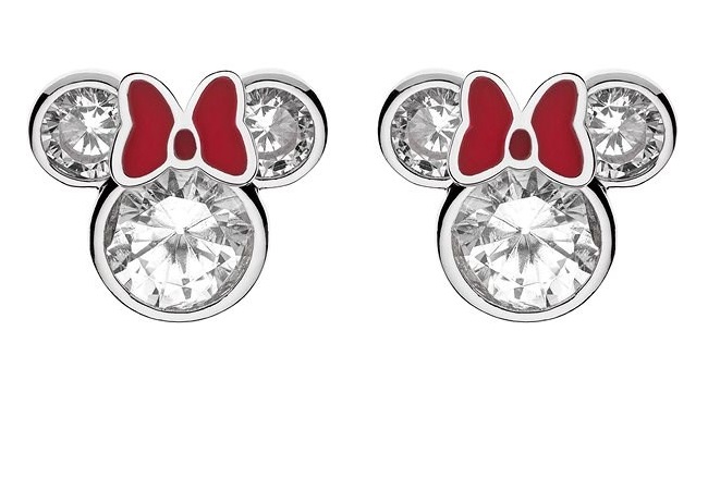 Levně Disney Třpytivé stříbrné náušnice pecky Minnie Mouse E902851RZWL