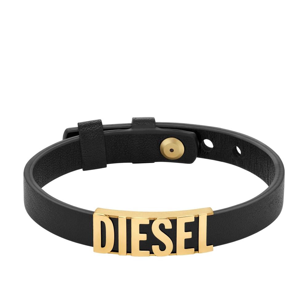 Levně Diesel Černý kožený náramek DX1440710
