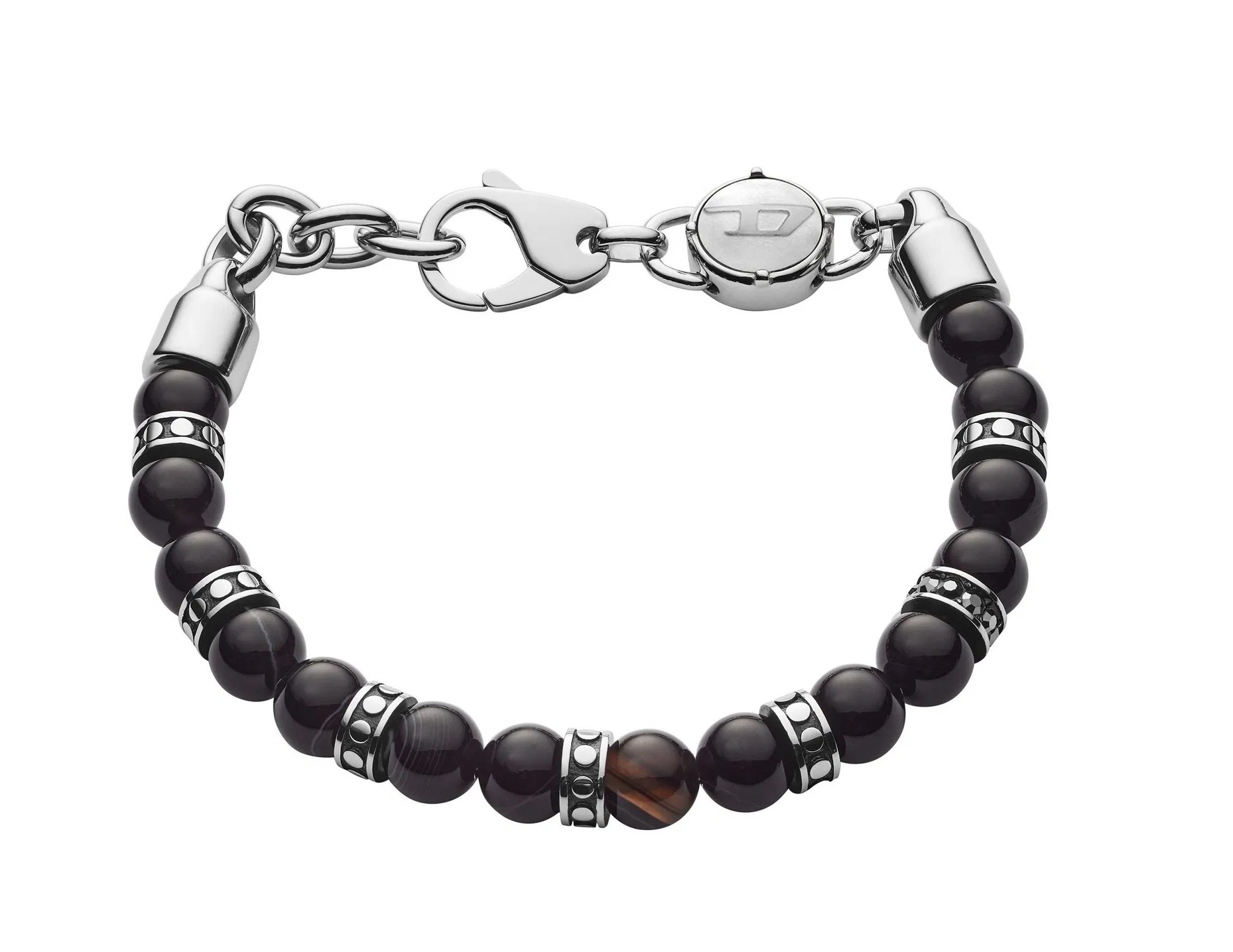 Diesel Pánsky obrúbený náramok s oceľovými ozdobami DX1163040 Diesel Pánsky obrúbený náramok s oceľovými ozdobami DX1163040