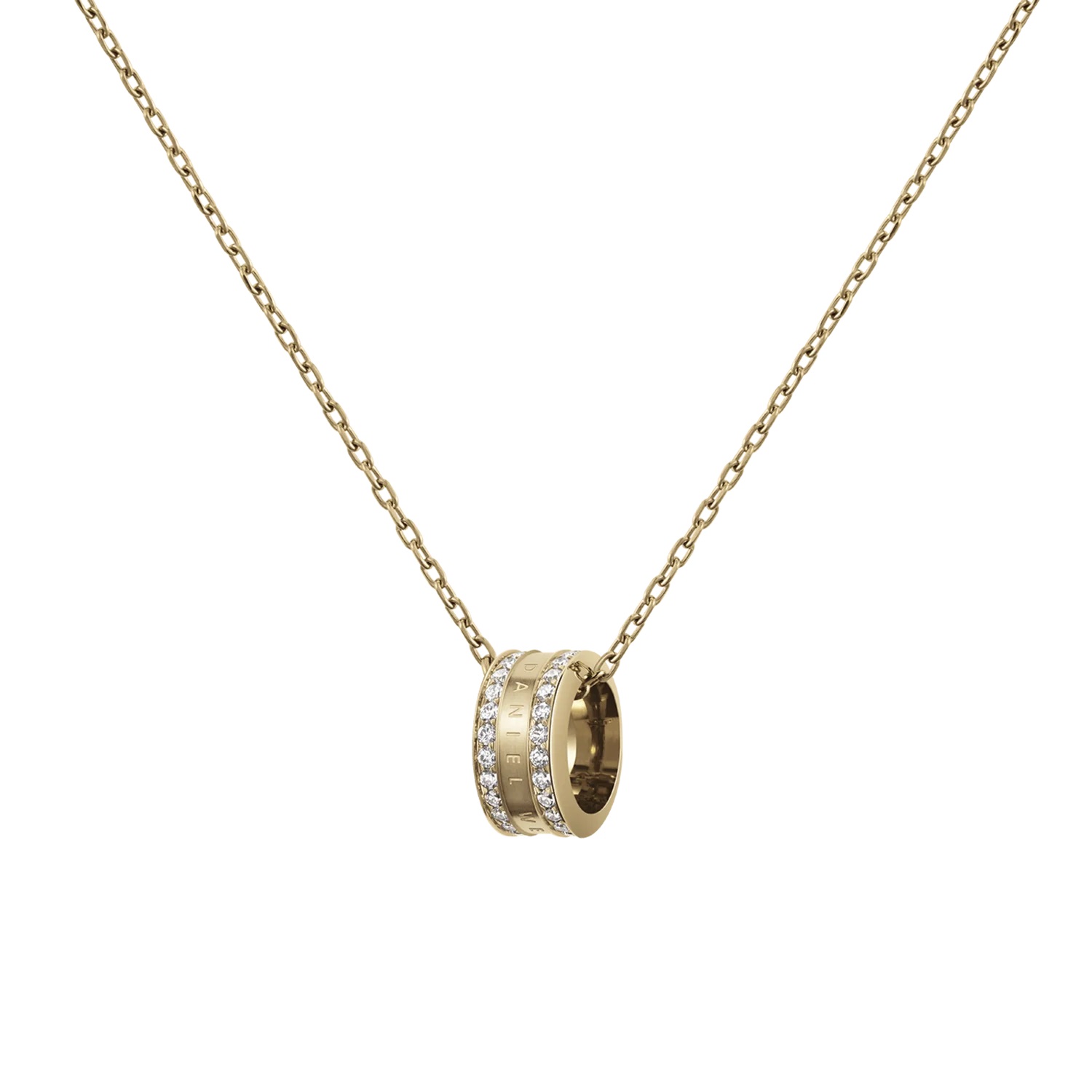 Daniel Wellington Třpytivý pozlacený náhrdelník s kruhovým přívěskem Elan Lumine DW00400510