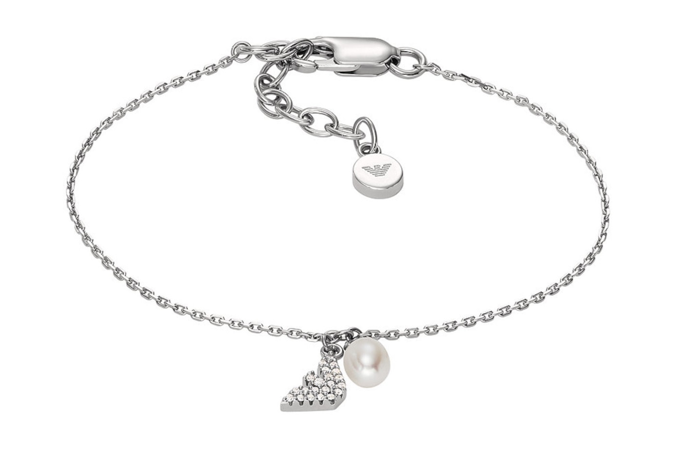 Emporio Armani Elegantný strieborný náramok s perlou EG3576040