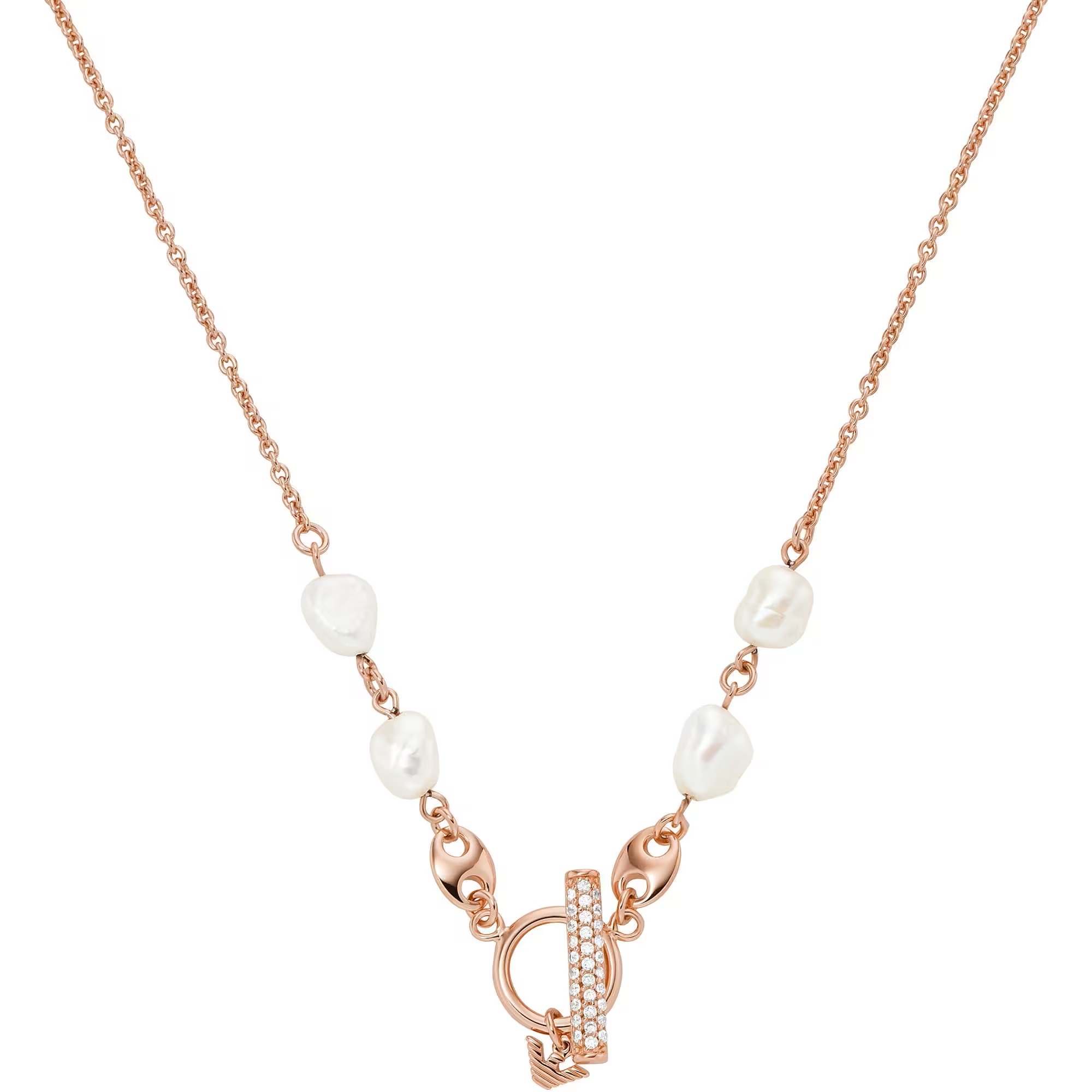 Emporio Armani -  Moderní bronzový náhrdelník s perlami EG3516221