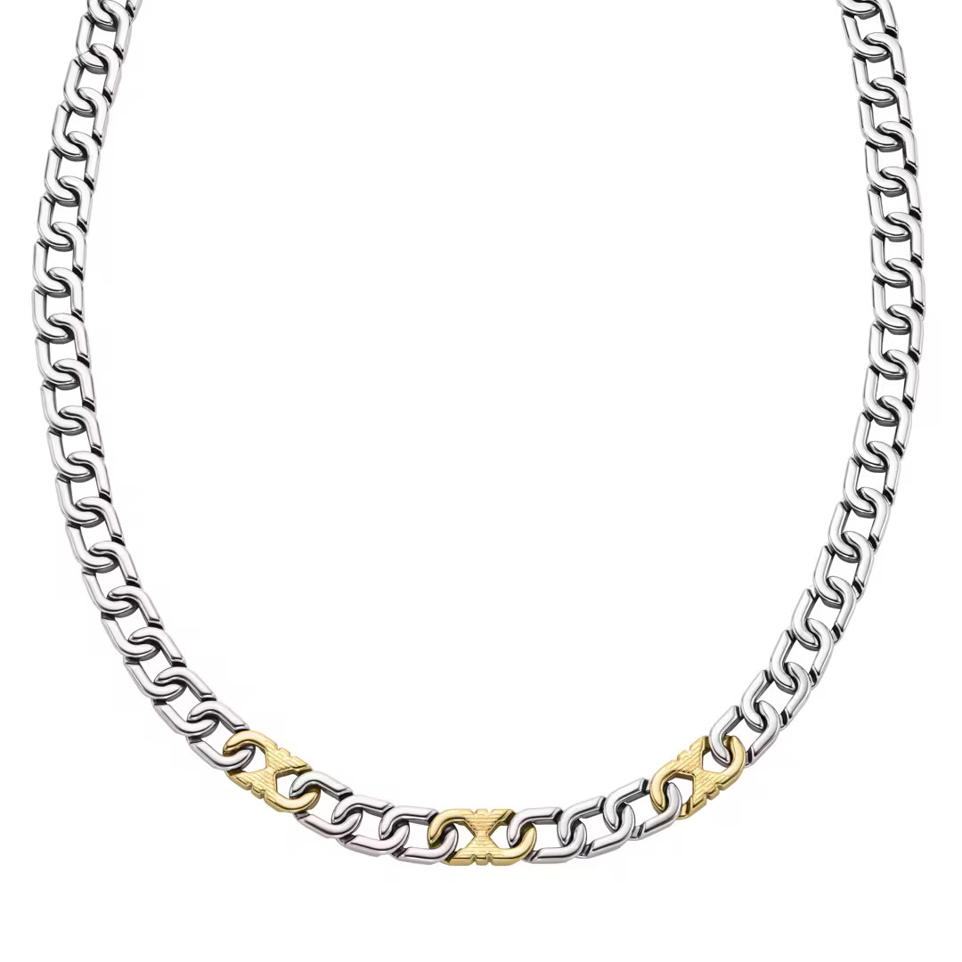 Emporio Armani Pánský výrazný bicolor náhrdelník EGS3297040