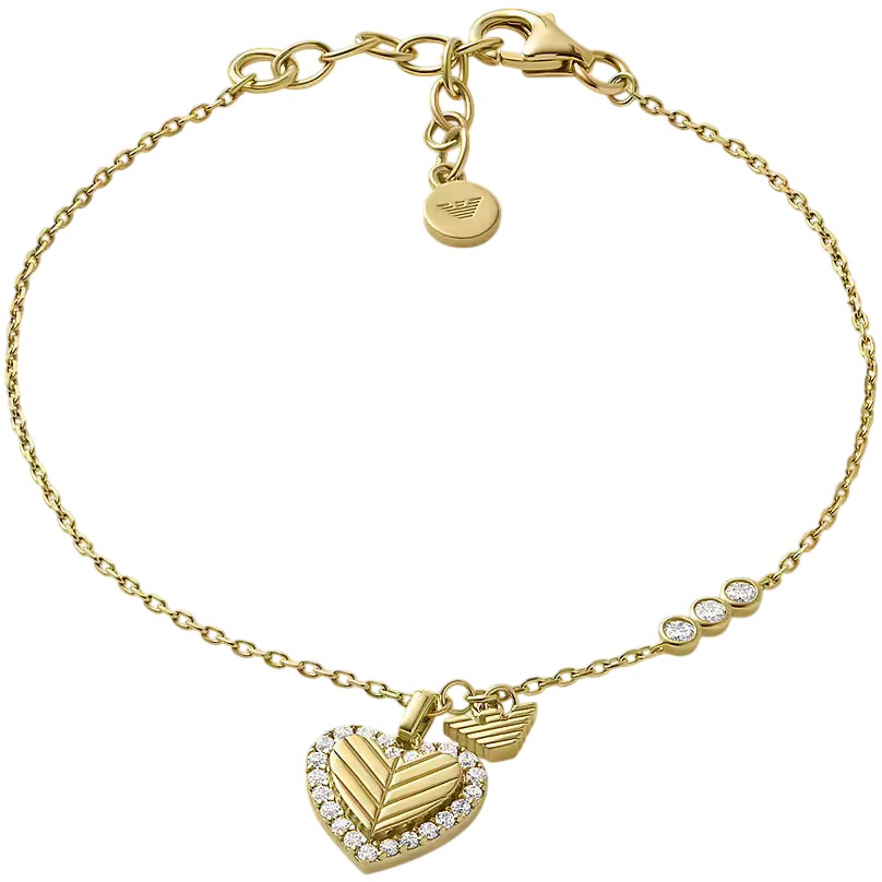 Emporio Armani Romantický pozlacený náramek pro ženy se zirkony Srdce EG3623710