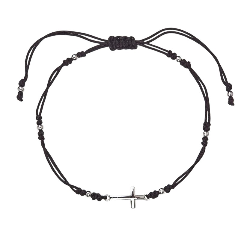 Evolution Group - Pavona Černý textilní náramek s křížkem 13023.3 black