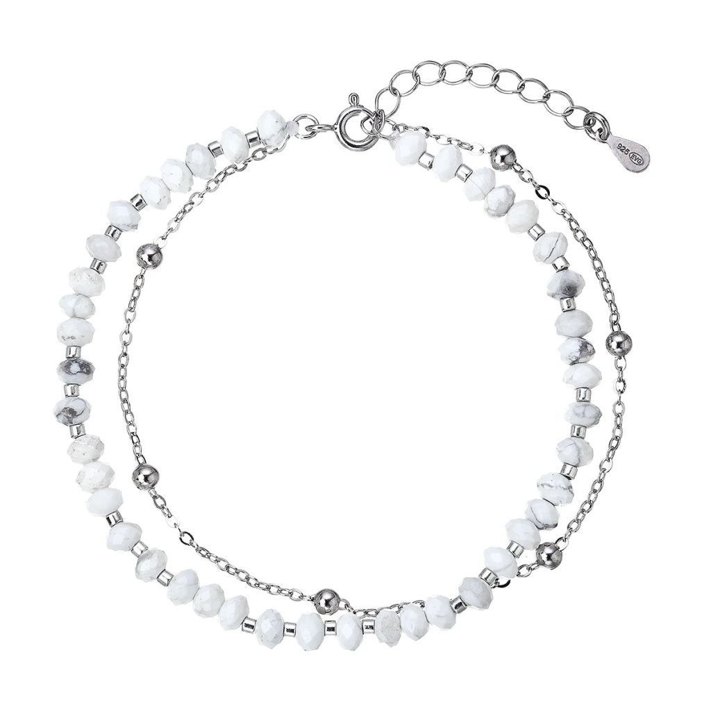 Evolution Group Dvojitý strieborný náramok s howlitmi 13115.1