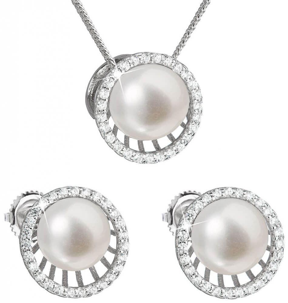 Evolution Group -  Luxusní stříbrná souprava s pravými perlami Pavona 29034.1 (náušnice, řetízek, přívěsek)