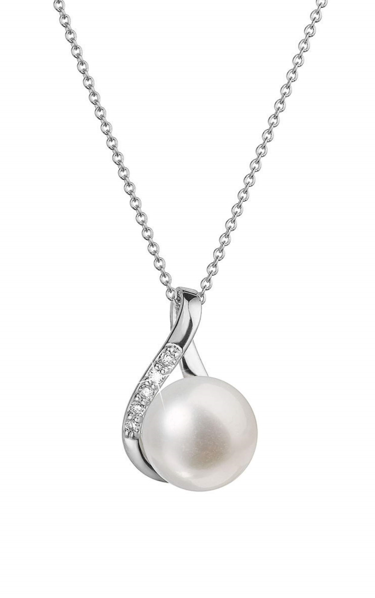 Levně Evolution Group Luxusní zlatý náhrdelník s pravou perlou a brilianty 82PB00029