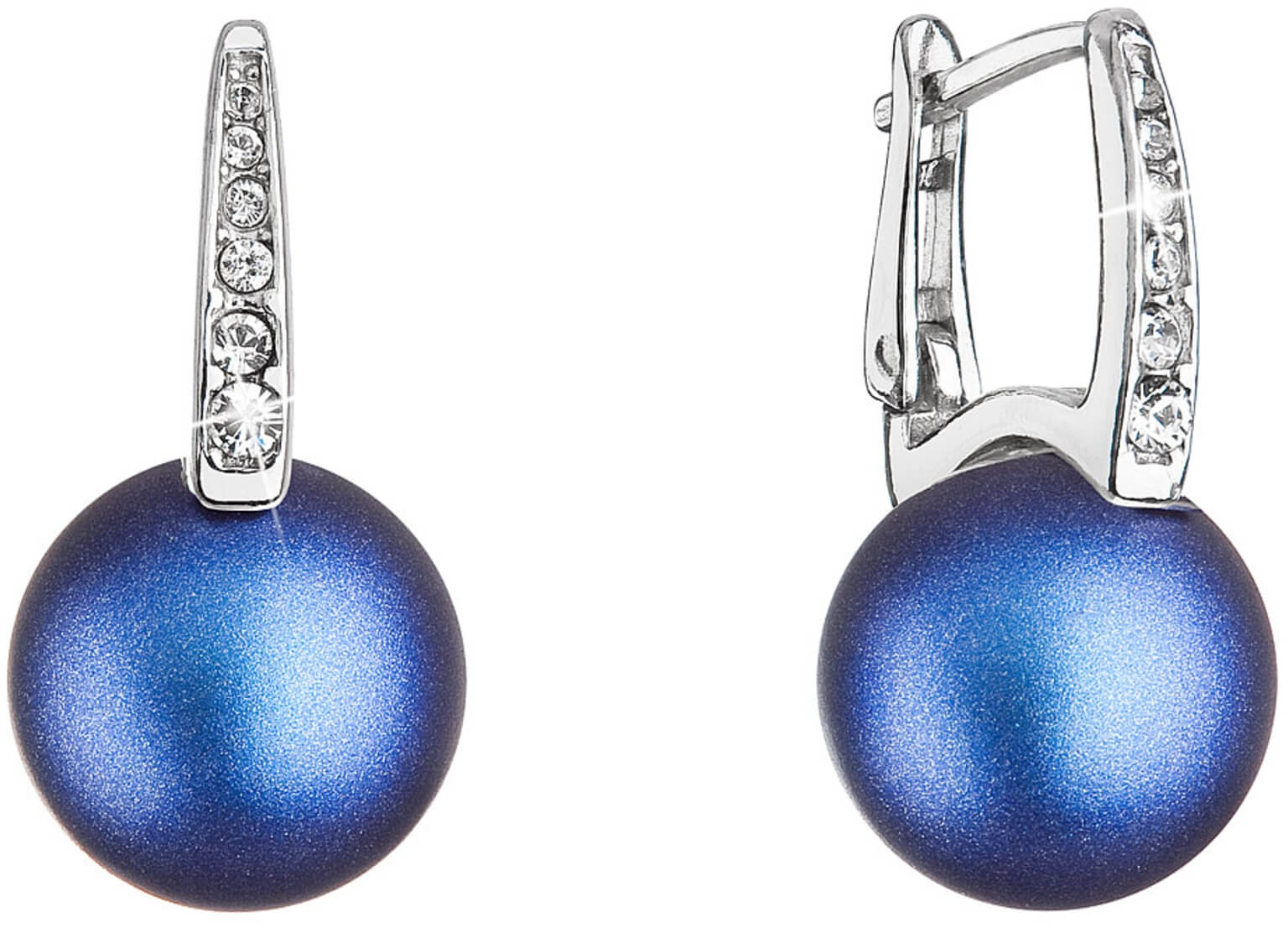 Evolution Group Tajemné stříbrné náušnice s tmavě modrou syntetickou perlou 31301.3