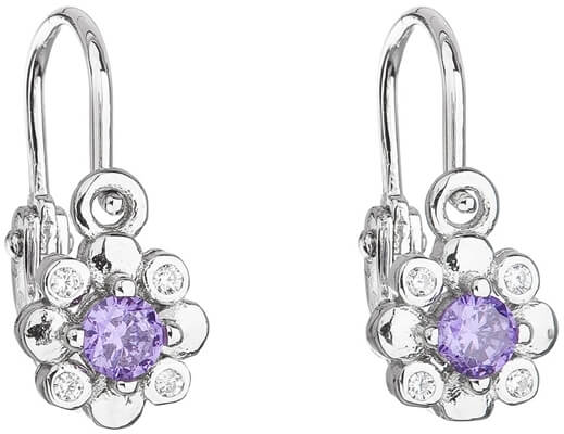 Evolution Group Orecchini in argento con zirconi viola per bambini 11174.3