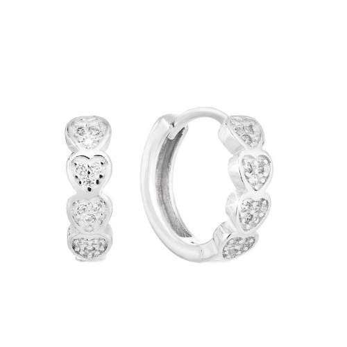 Evolution Group Orecchini a cerchio in argento con cuori 11323.1