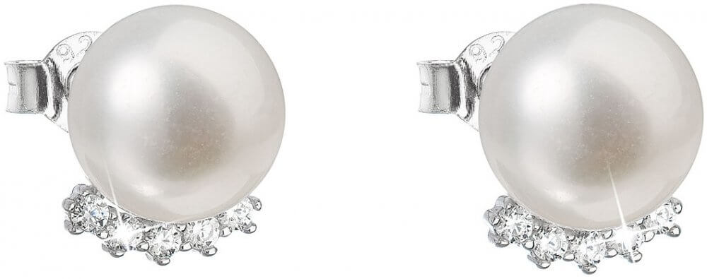 Levně Evolution Group Stříbrné náušnice pecky s pravými perlami Pavona 21020.1