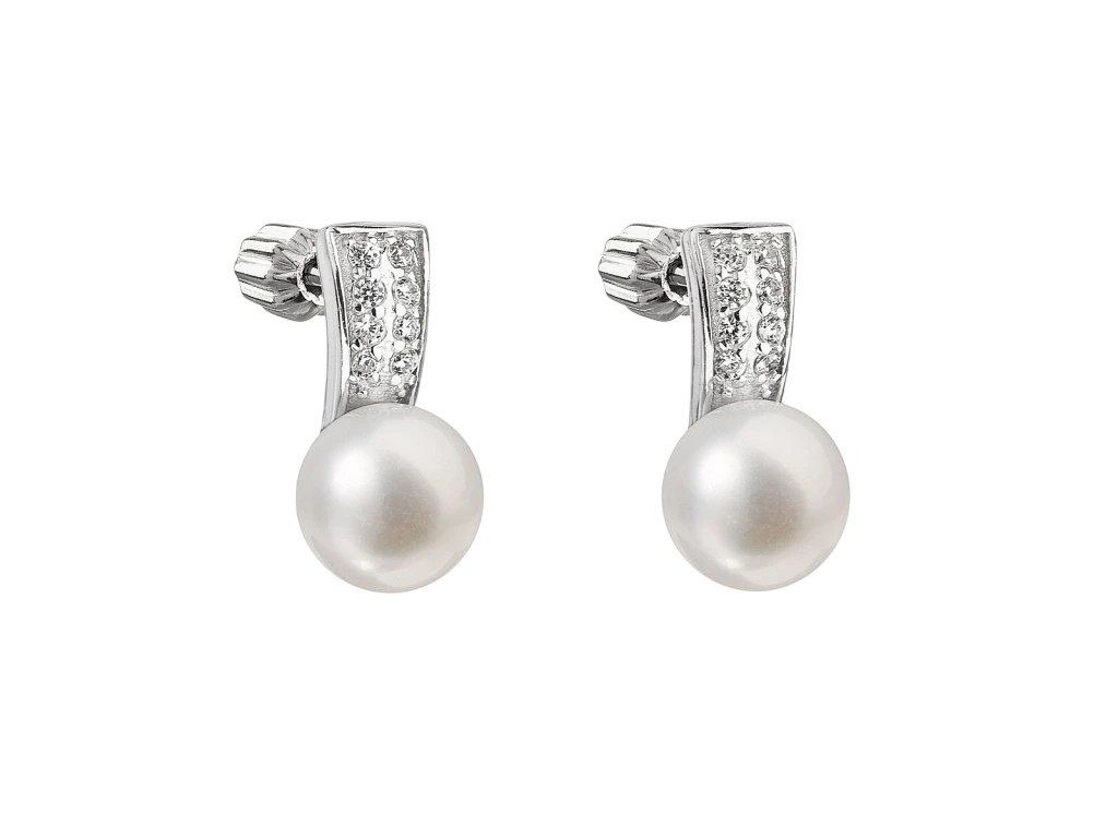 Evolution Group - Pavona Stříbrné náušnice s perlou Pavona 21001.1 bílá