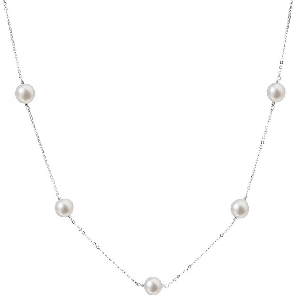 Levně Evolution Group Stříbrný náhrdelník s 5 pravými perlami Pavona 22015.1